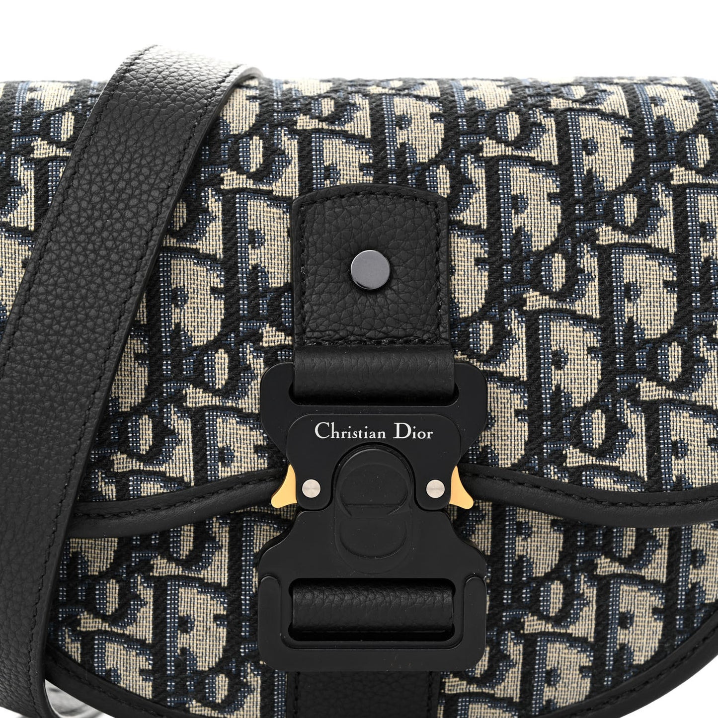 Oblique Grained Calfskin Mini Gallop Bag With Strap Black Beige