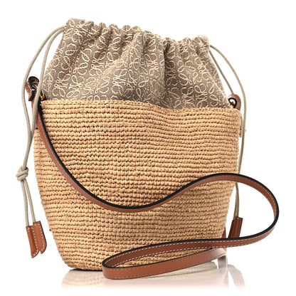 Loewe Calfskin Raffia Anagram Paulas Ibiza Pochette Bag Natural Tan 3 of 12
