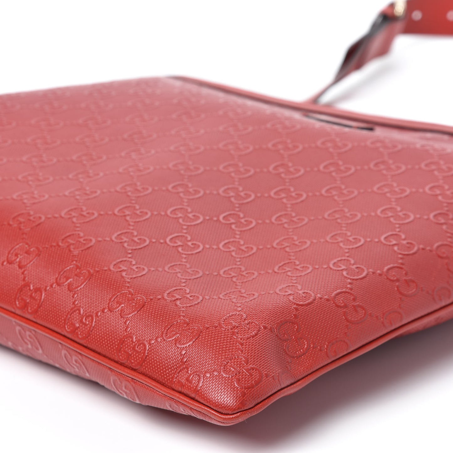 Coated Canvas Monogram Embossed Medium Flat Messenger Bag Red