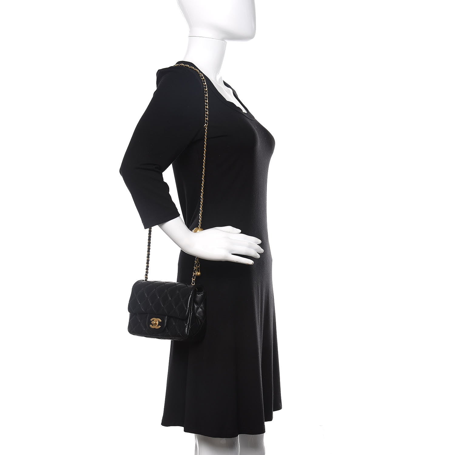 Chanel Lambskin Quilted Mini Pearl Crush Flap Black 2 of 9