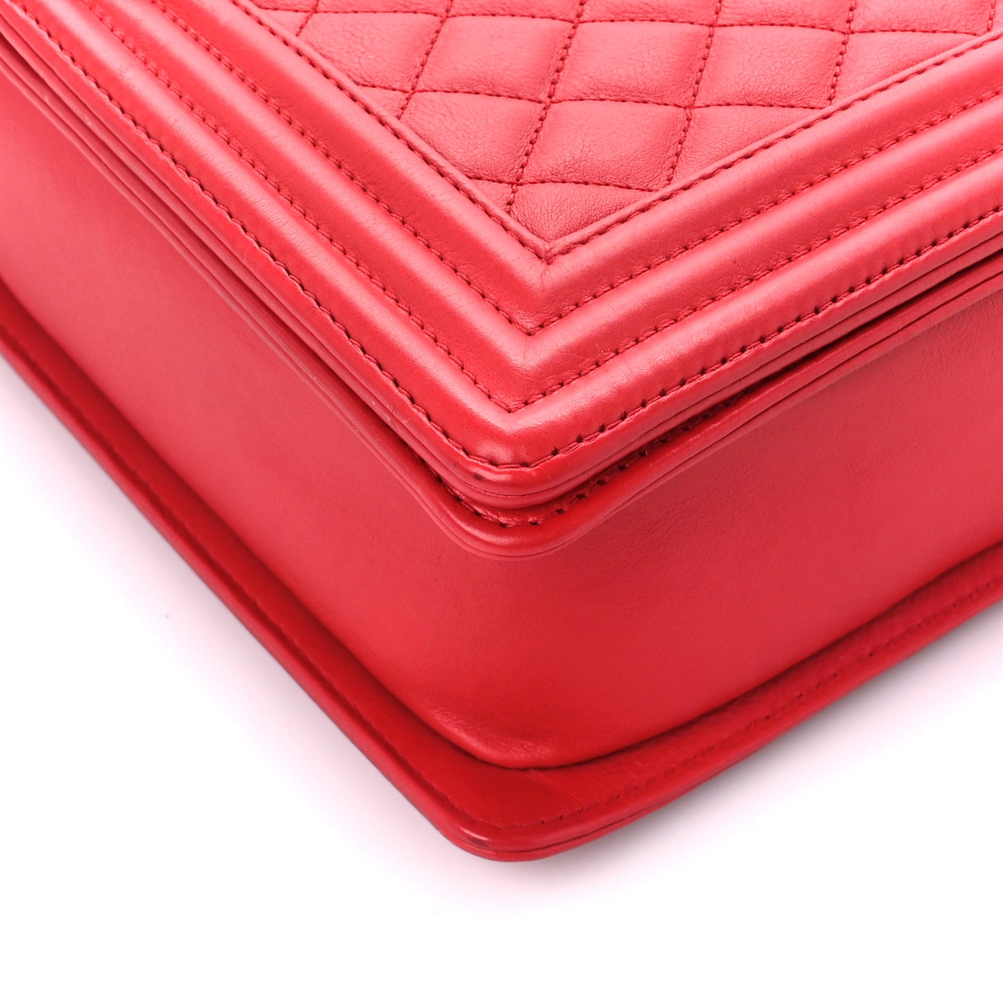 Calfskin Quilted Large Boy Flap Red