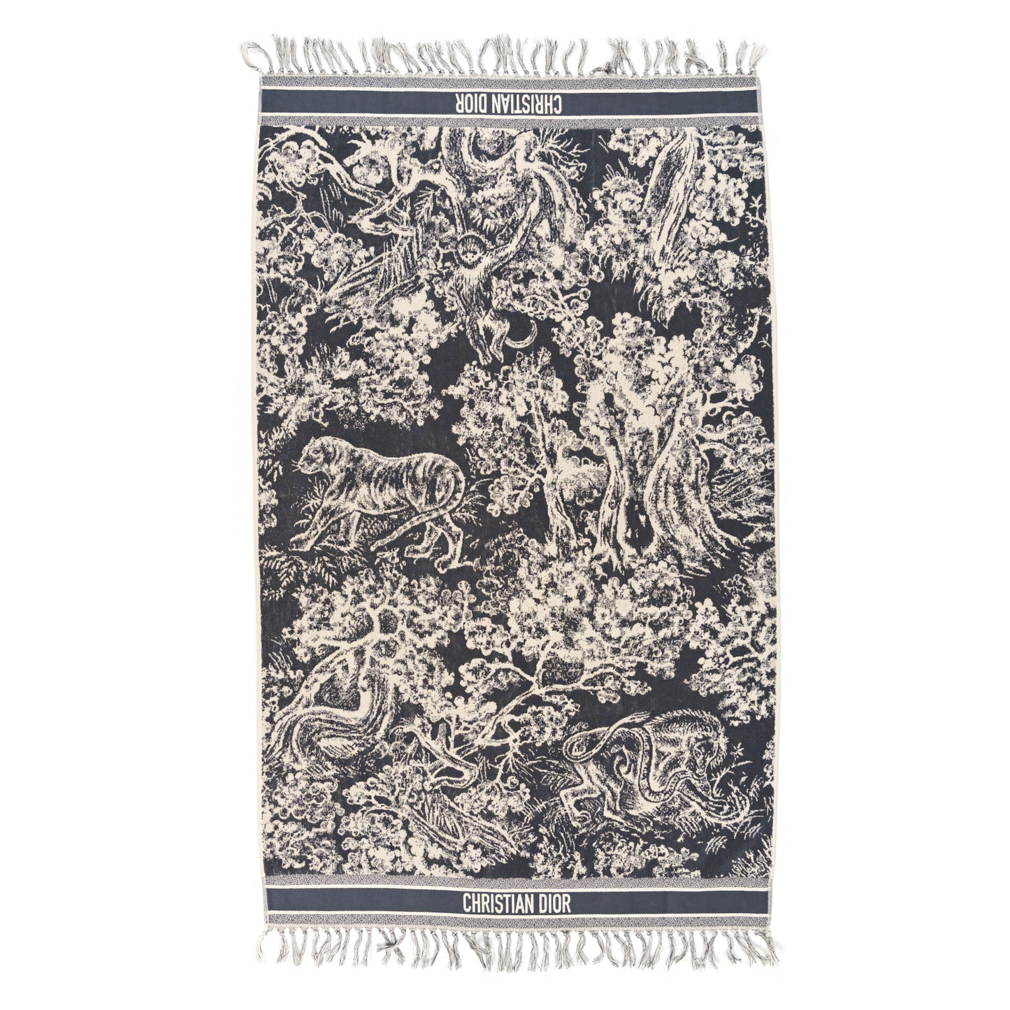Cotton Toile De Jouy Reverse Towel Gray Ivory Gray Ivory