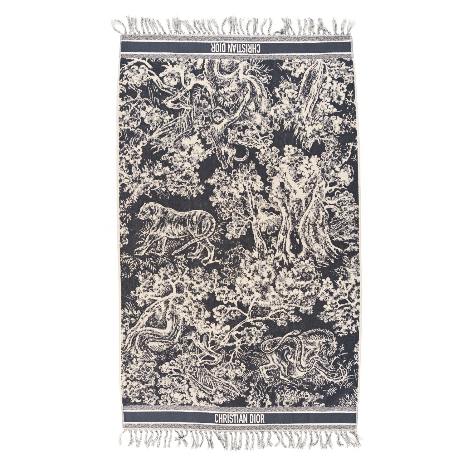 Christian Dior Cotton Toile De Jouy Reverse Towel Gray Ivory Gray Ivory 1 of 3