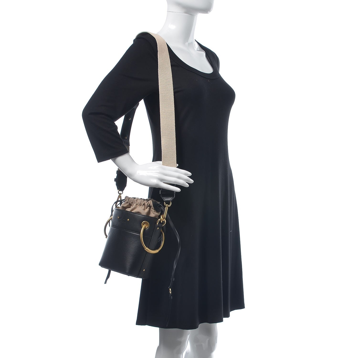 Chloe Smooth Calfskin Mini Roy Bucket Bag Black 2 of 7