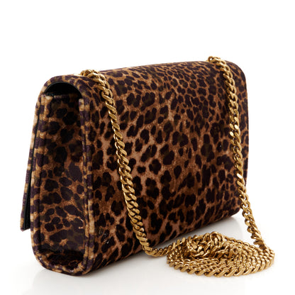 Saint Laurent Velvet Leopard Print Small Monogram Kate Satchel Manto Natural 3 of 11