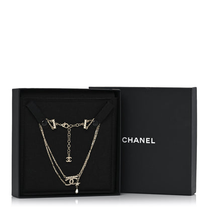 Chanel Pearl Crystal CC Star Choker Necklace Gold 5 of 5