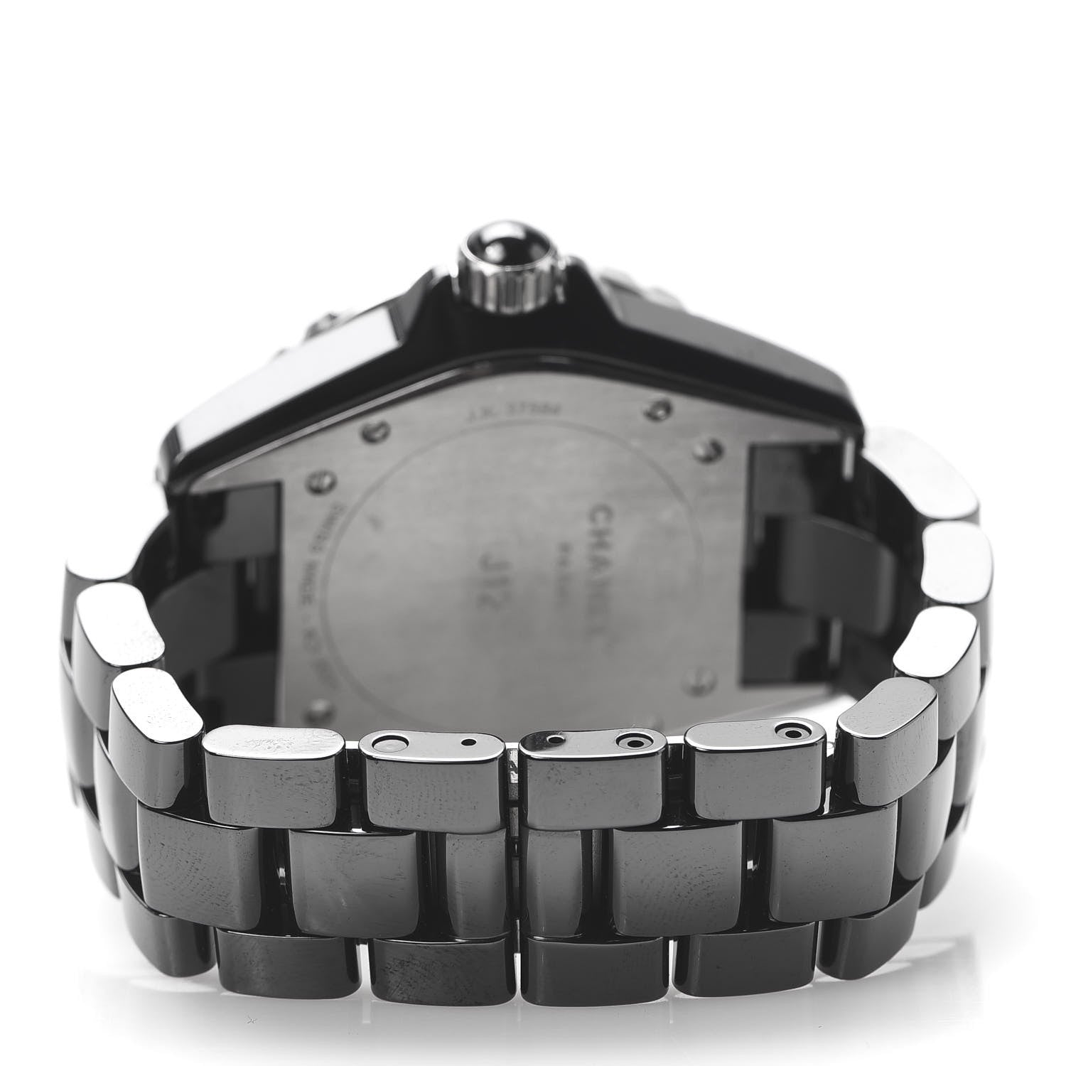Chanel Stainless Steel Ceramic Diamond 38mm J12 Quartz Watch Black 4 of 8