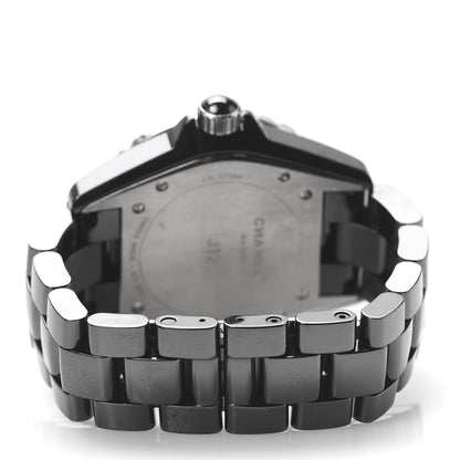 Chanel Stainless Steel Ceramic Diamond 38mm J12 Quartz Watch Black 4 of 8