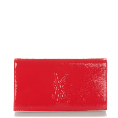 Saint Laurent Textured Patent Monogram Large Belle De Jour Clutch Red 1 of 7