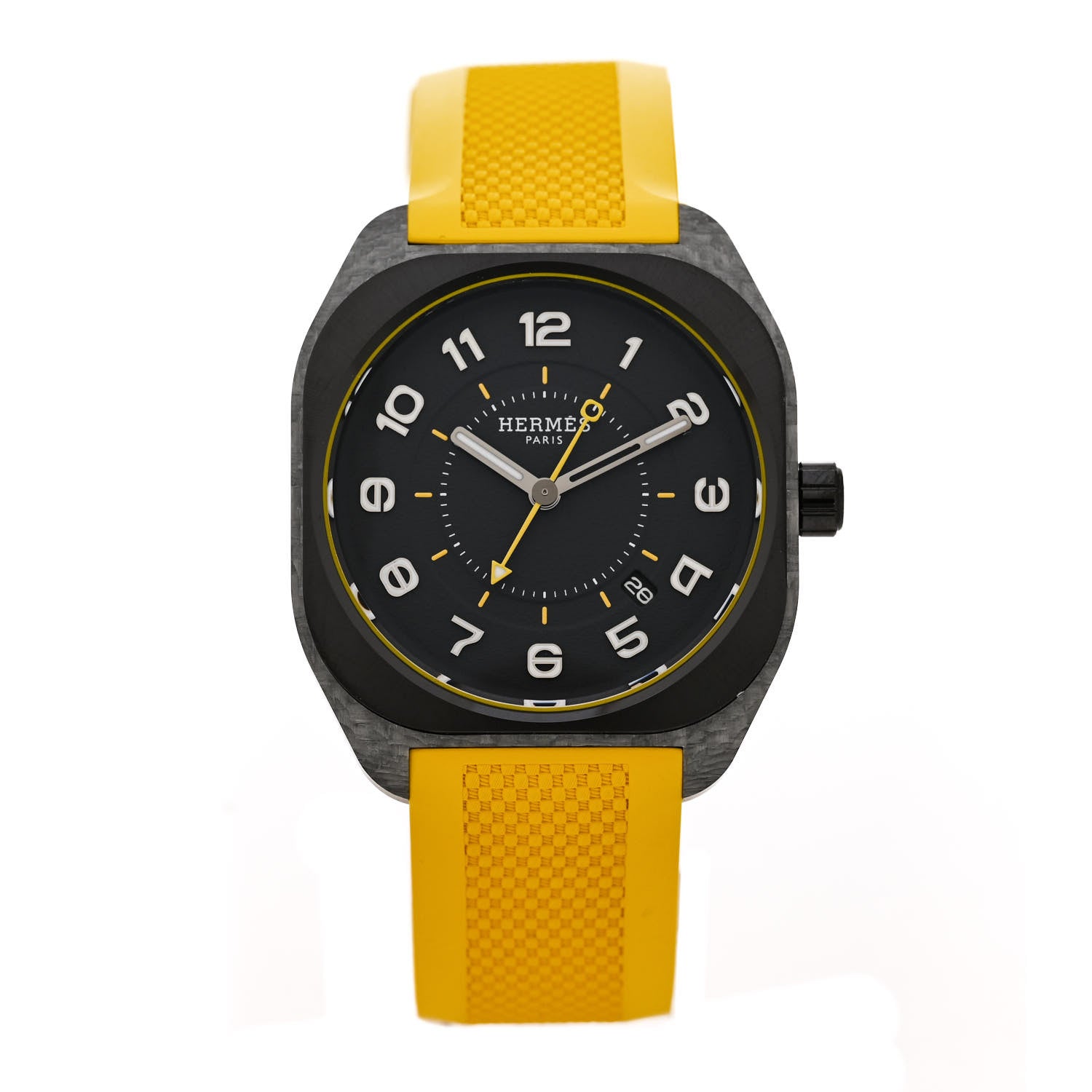 Hermes Glass Fiber Ceramic Rubber 39mm H08 Automatic Watch Yellow 1 of 5