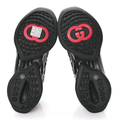 Gucci Tela Retino Mesh Crystal Suede GG Monogram Womens Gucci Run Sneakers 37 Black Silver 6 of 9