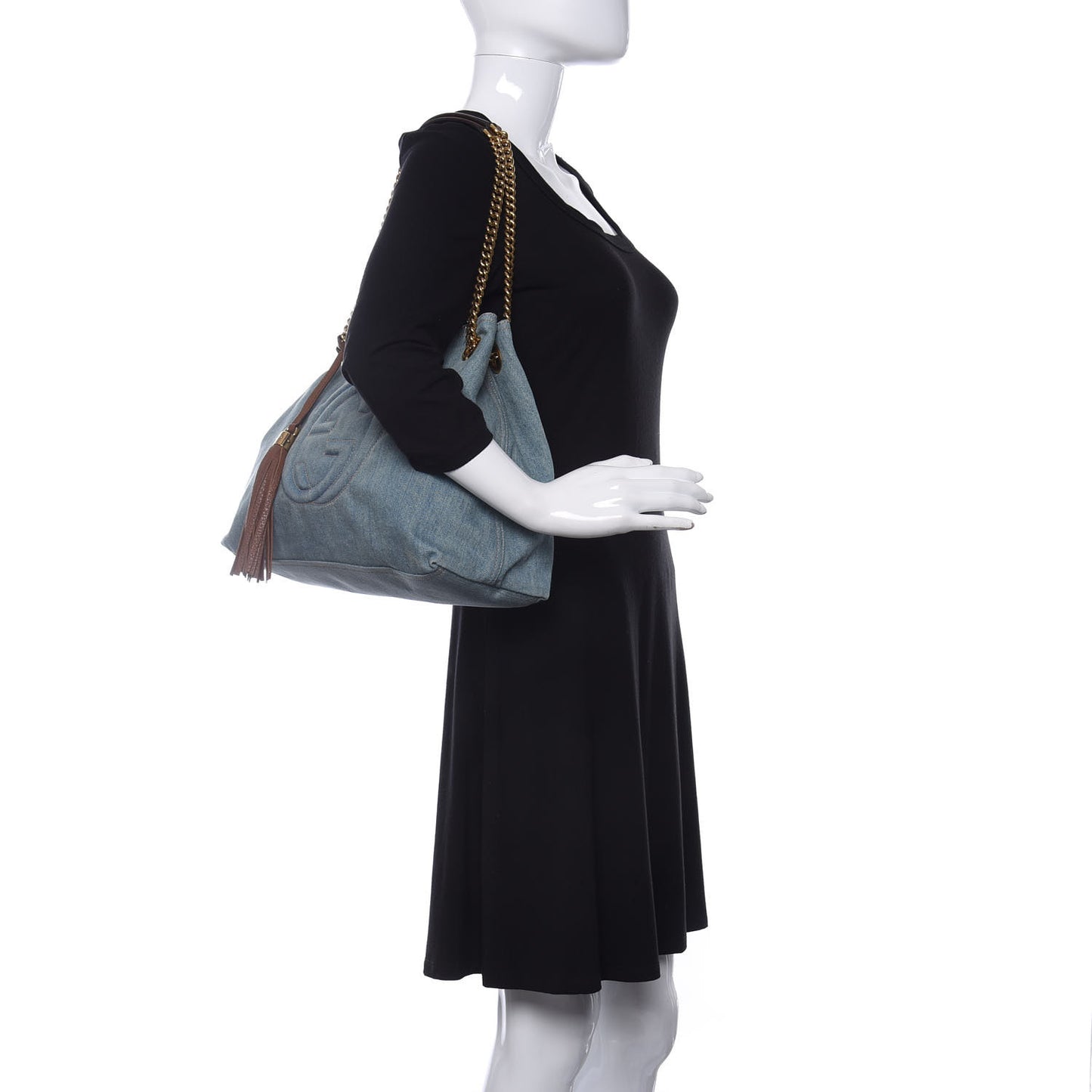 Denim Medium Soho Chain Shoulder Bag Blue