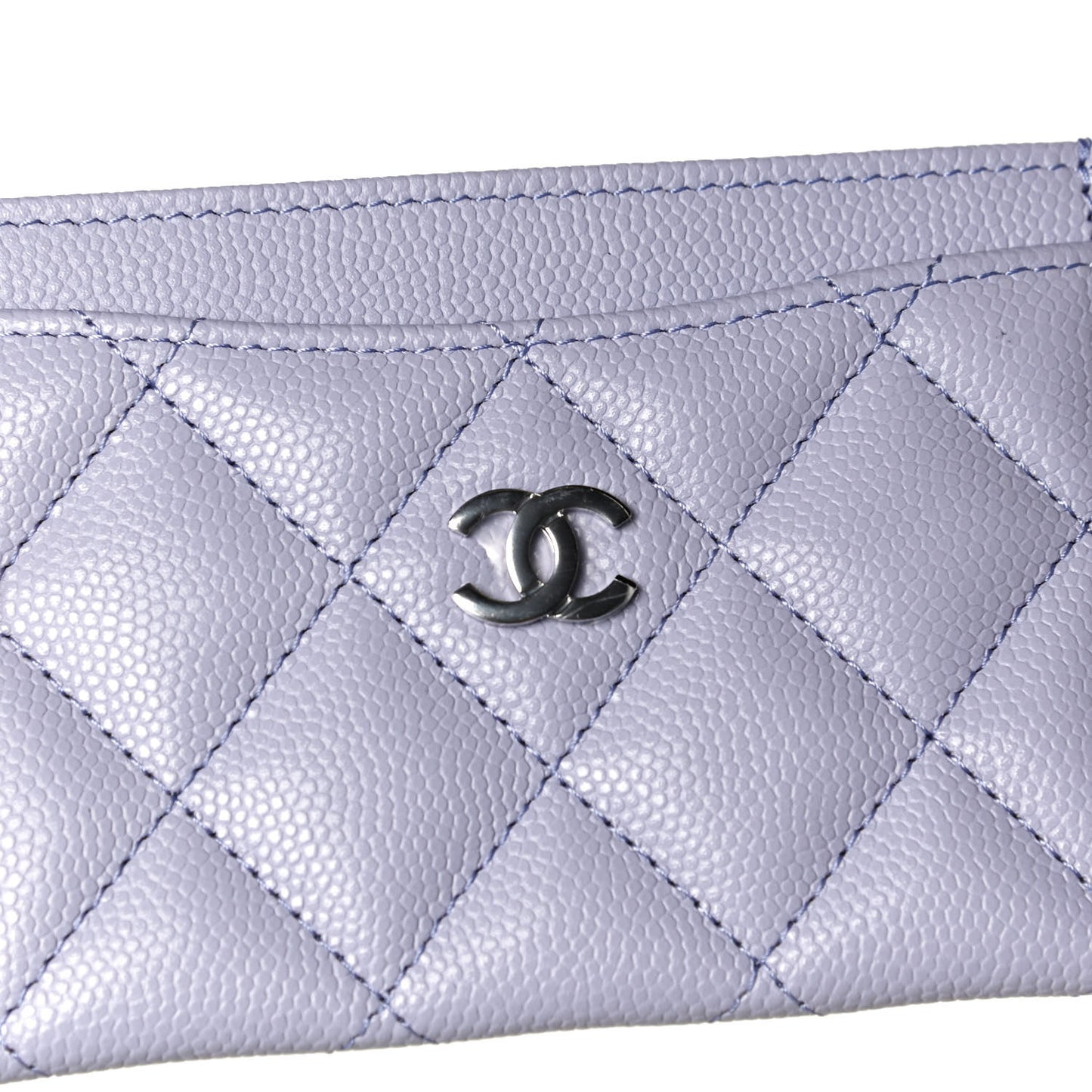 Caviar Quilted Card Holder Light Purple