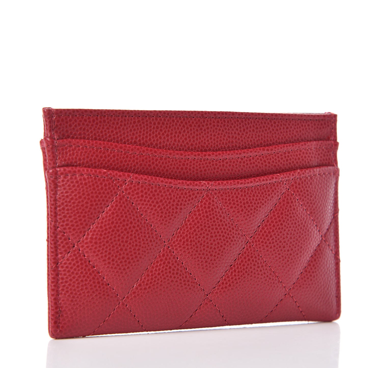 Caviar Quilted Card Holder Dark Pink