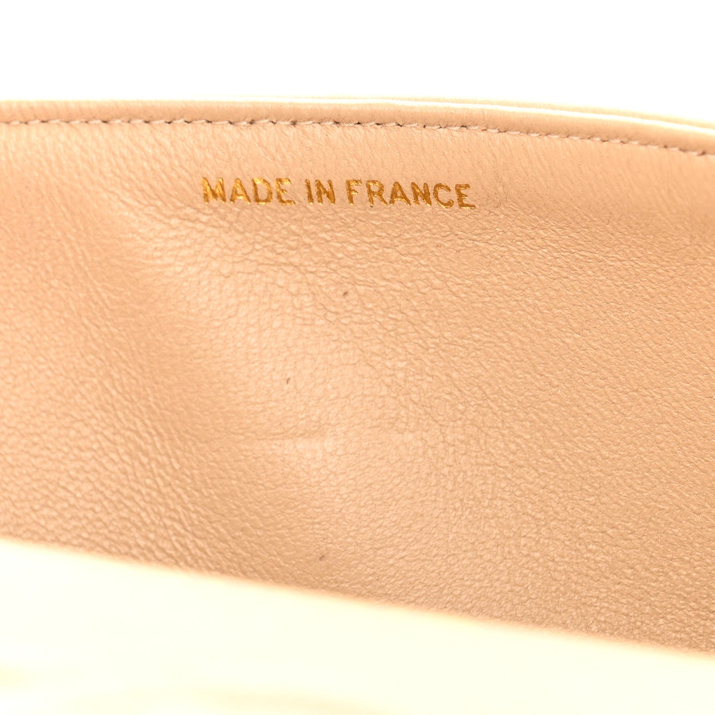 Lambskin Chevron Quilted Medium Double Flap Beige
