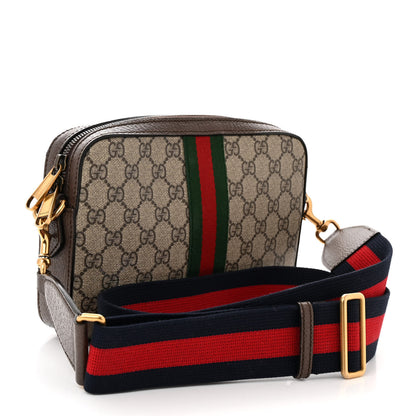 Gucci GG Supreme Monogram Textured Dollar Calfskin Web Ophidia Wristlet Shoulder Bag Beige Ebony New Acero 3 of 12