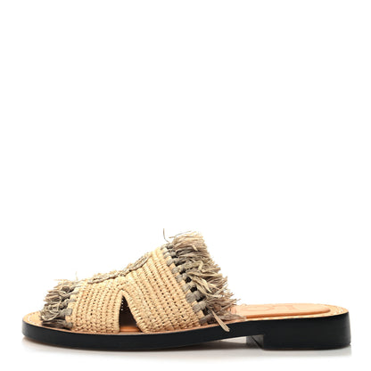 Loewe Raffia Fringe Mule Sandals 35 Beige 1 of 8