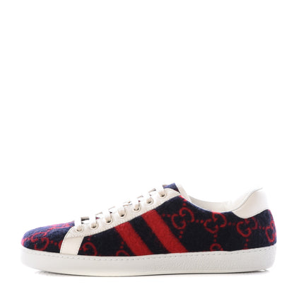 Gucci Covered Wool Big GG Monogram Mens Sneakers 8.5 Blue Red Mystic White 1 of 11