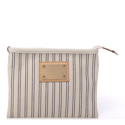 Louis Vuitton Toile Antigua Pochette Plate PM Navy Striped 1 of 8