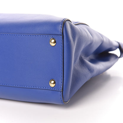 Fendi Vitello Morgan Fabric Jacquard Pequin Medium Peekaboo Iconic Satchel Blue Neon Tobacco 11 of 13