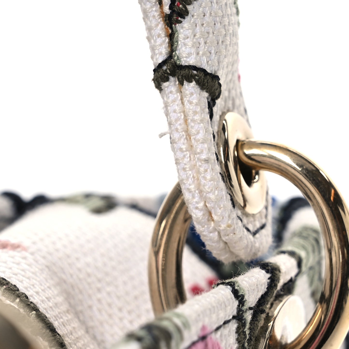 Canvas Embroidered Medium Lady D-Lite Ecru Multicolor