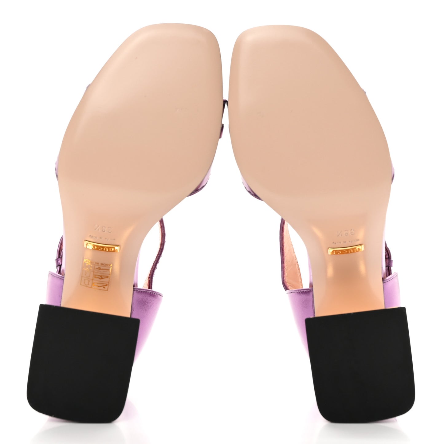 Metallic Nappa Horsebit Cross Strap 95mm Sandals 38.5 Violet