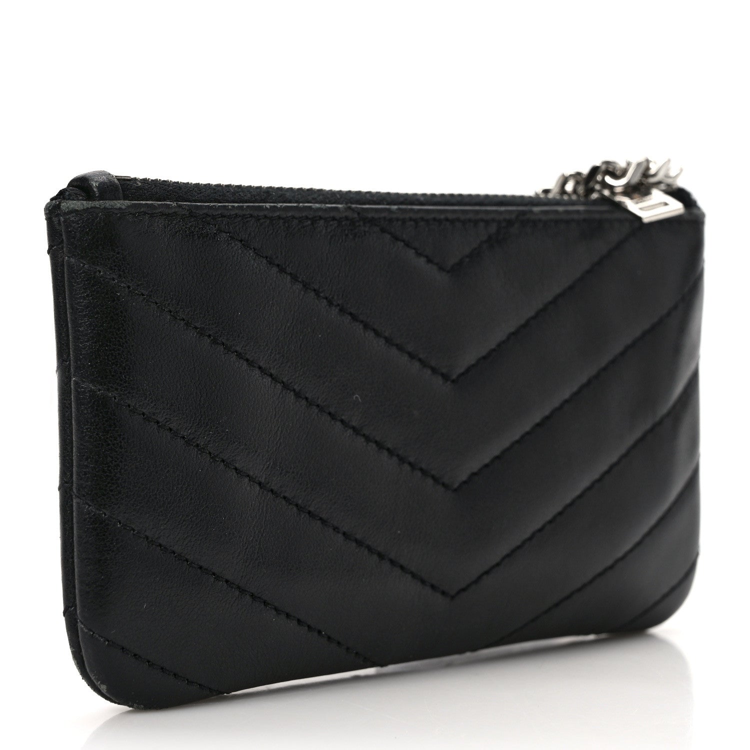 Saint Laurent Calfskin Matelasse Monogram Key Pouch Black 3 of 8