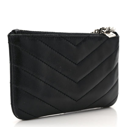 Saint Laurent Calfskin Matelasse Monogram Key Pouch Black 3 of 8