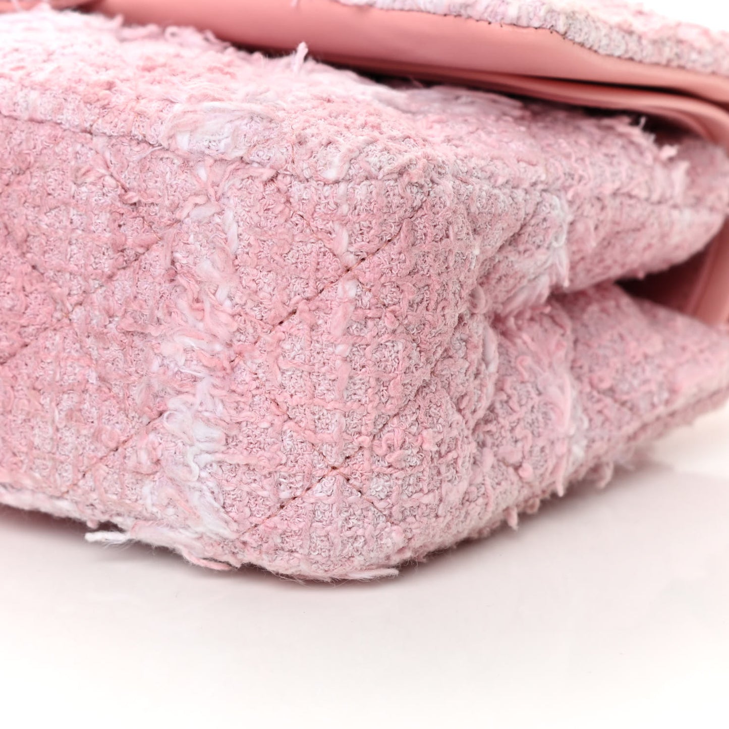 Tweed Medium Double Flap Light Pink White