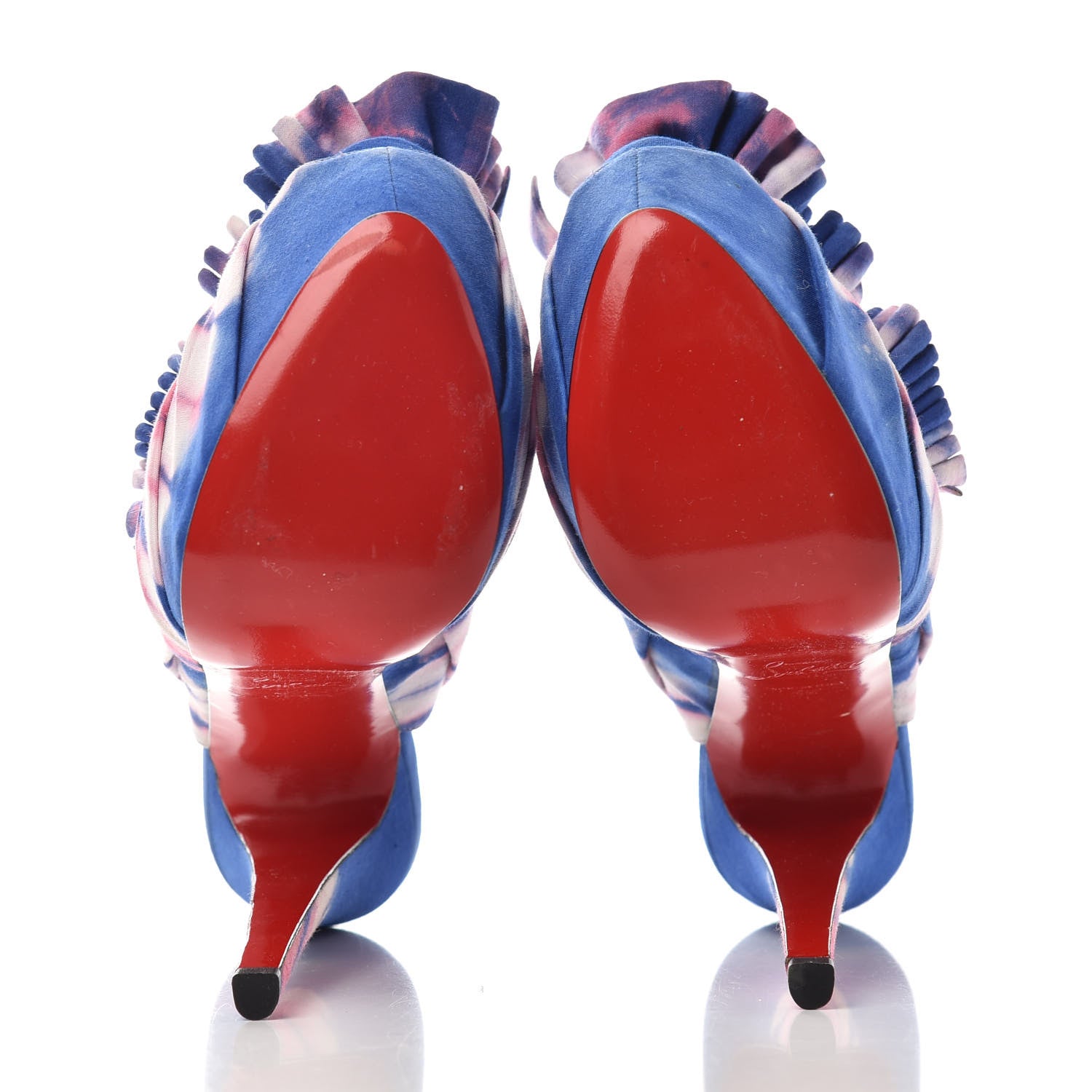 Christian Louboutin Satin Tie and Dye Greissimo Slingback Platform Pumps 37 Multicolor 6 of 9