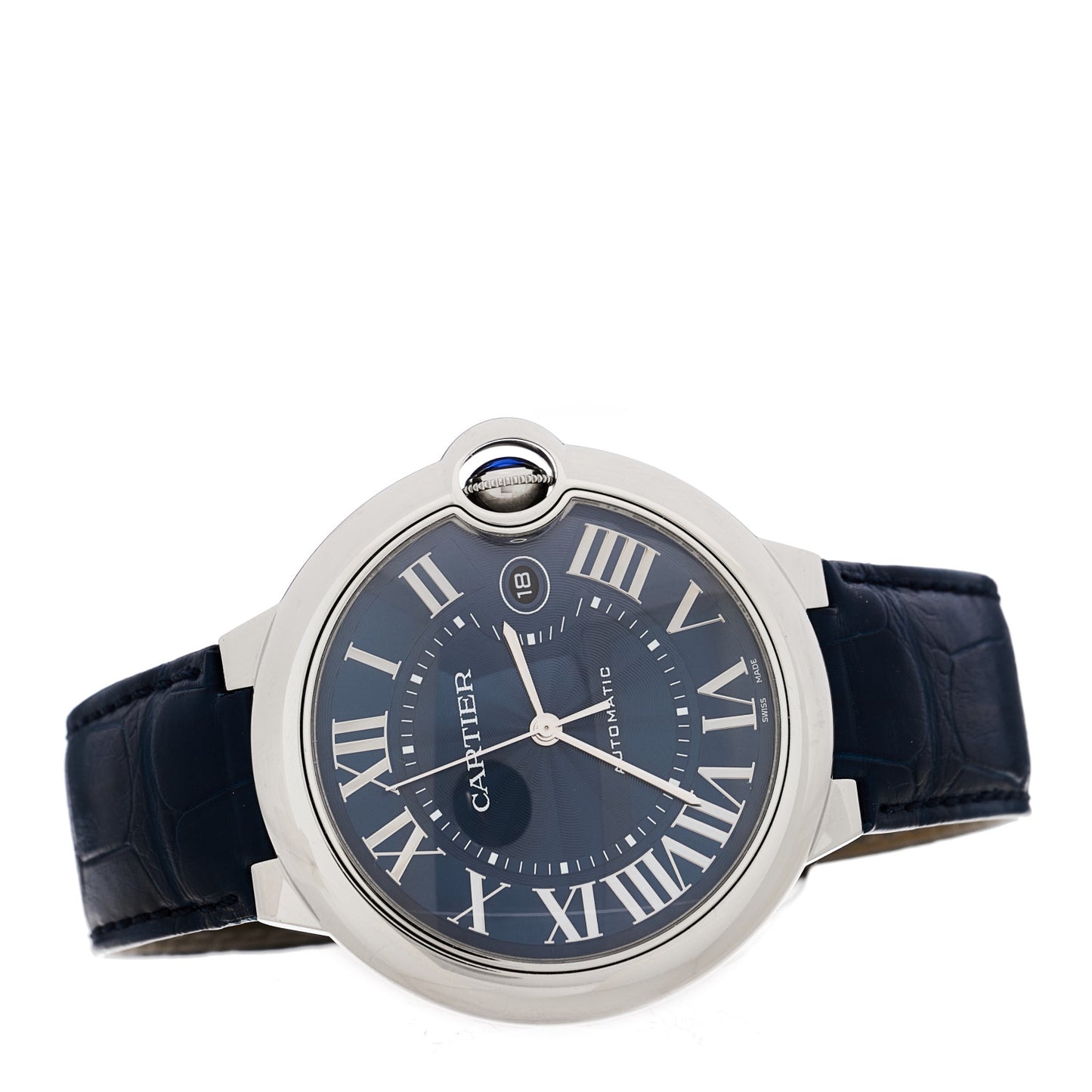 Stainless Steel Alligator 42mm Ballon Bleu De Cartier Automatic Watch Blue