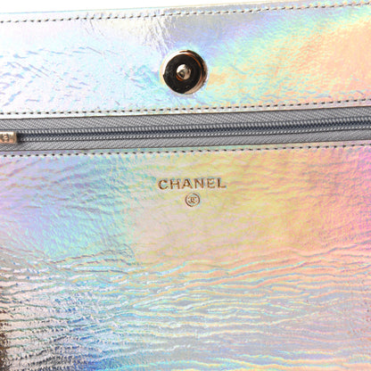 Chanel Iridescent Goatskin Quilted Wallet On Chain WOC Silver 8 of 12