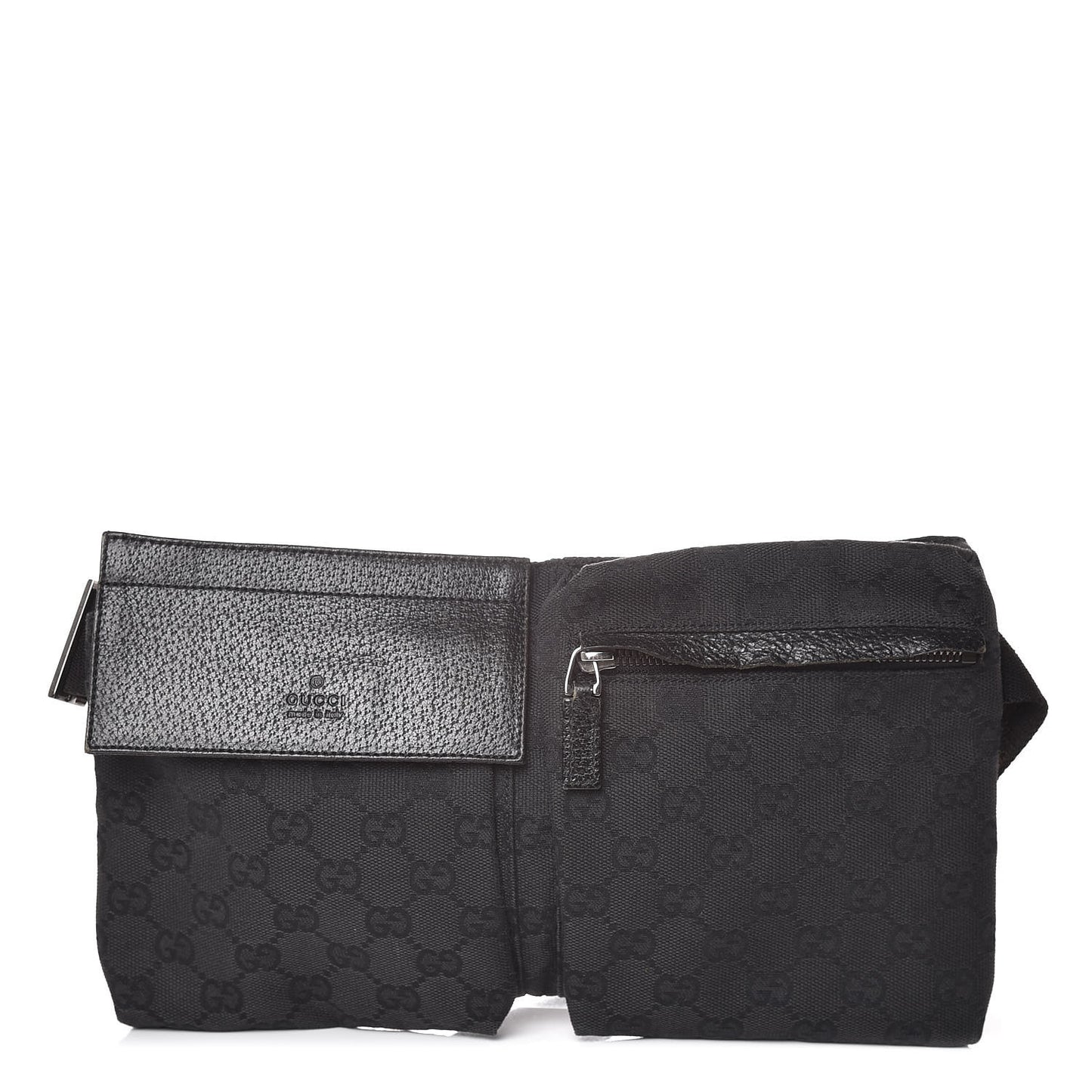 GG Monogram Double Pocket Belt Bag Black