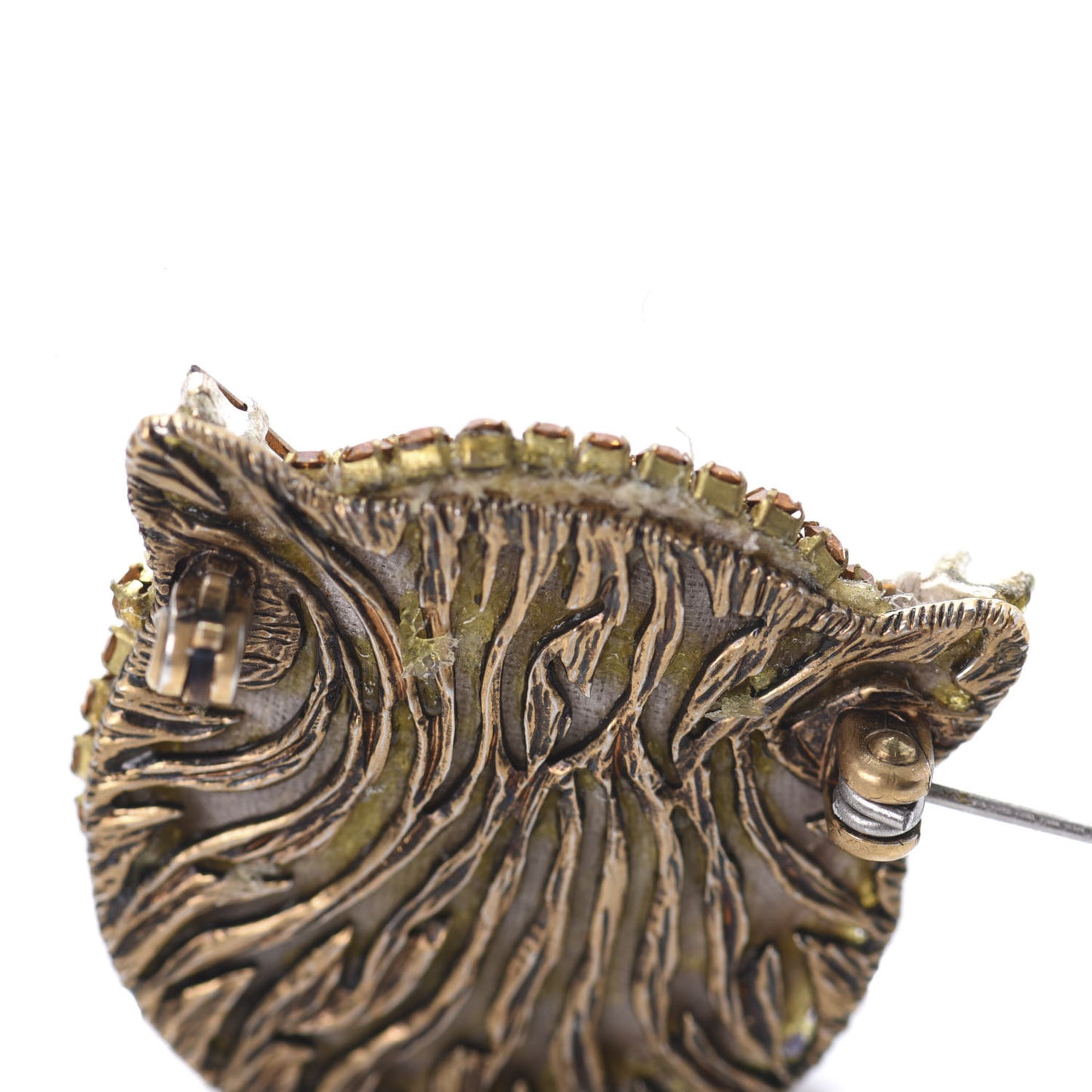 Metal Crystal Cat Brooch Orange