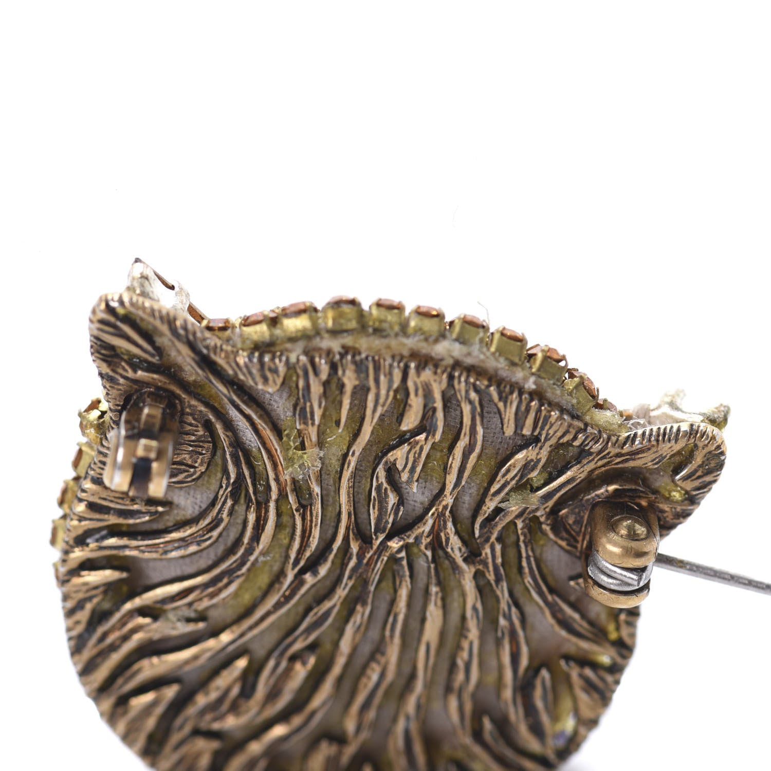 Gucci Metal Crystal Cat Brooch Orange 5 of 6