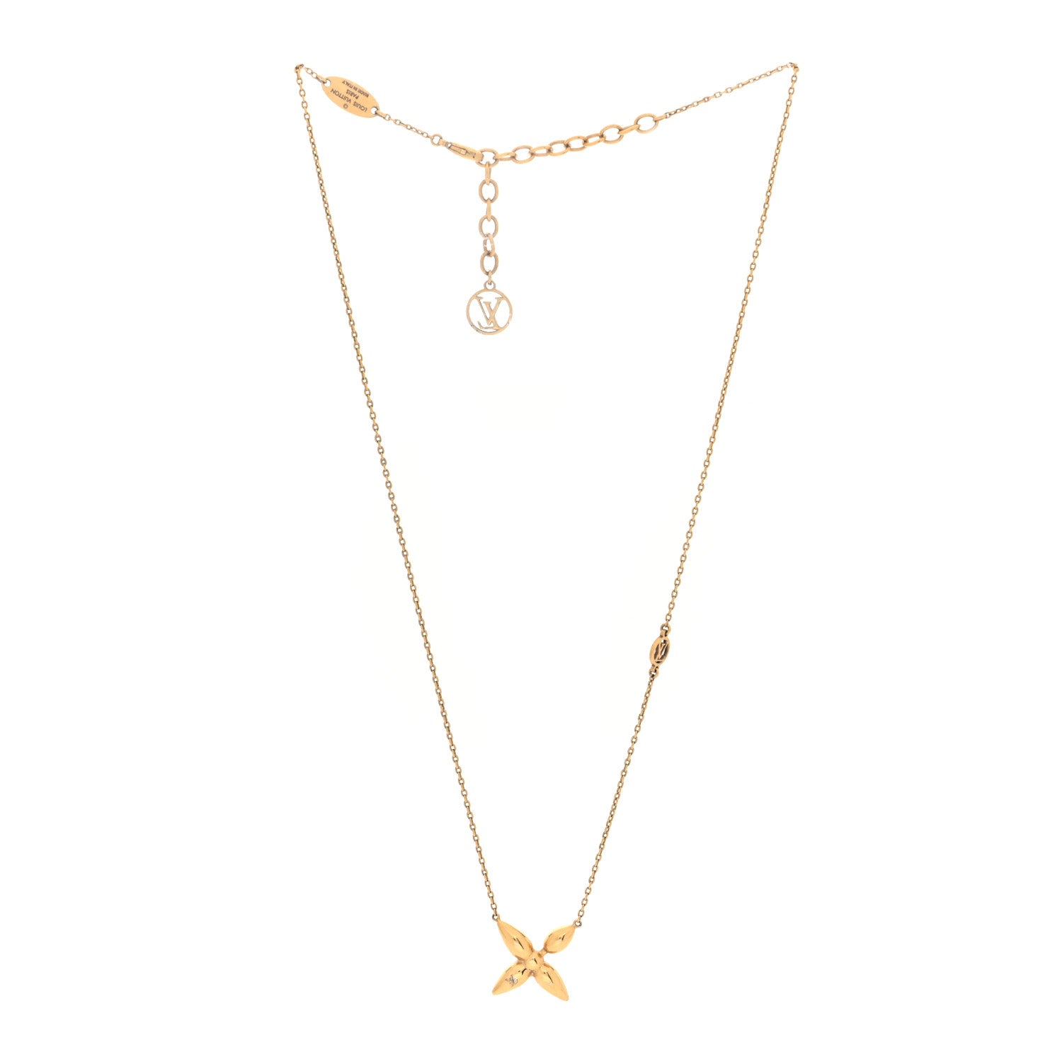 Louis Vuitton Metal Louisette Necklace Gold 3 of 4