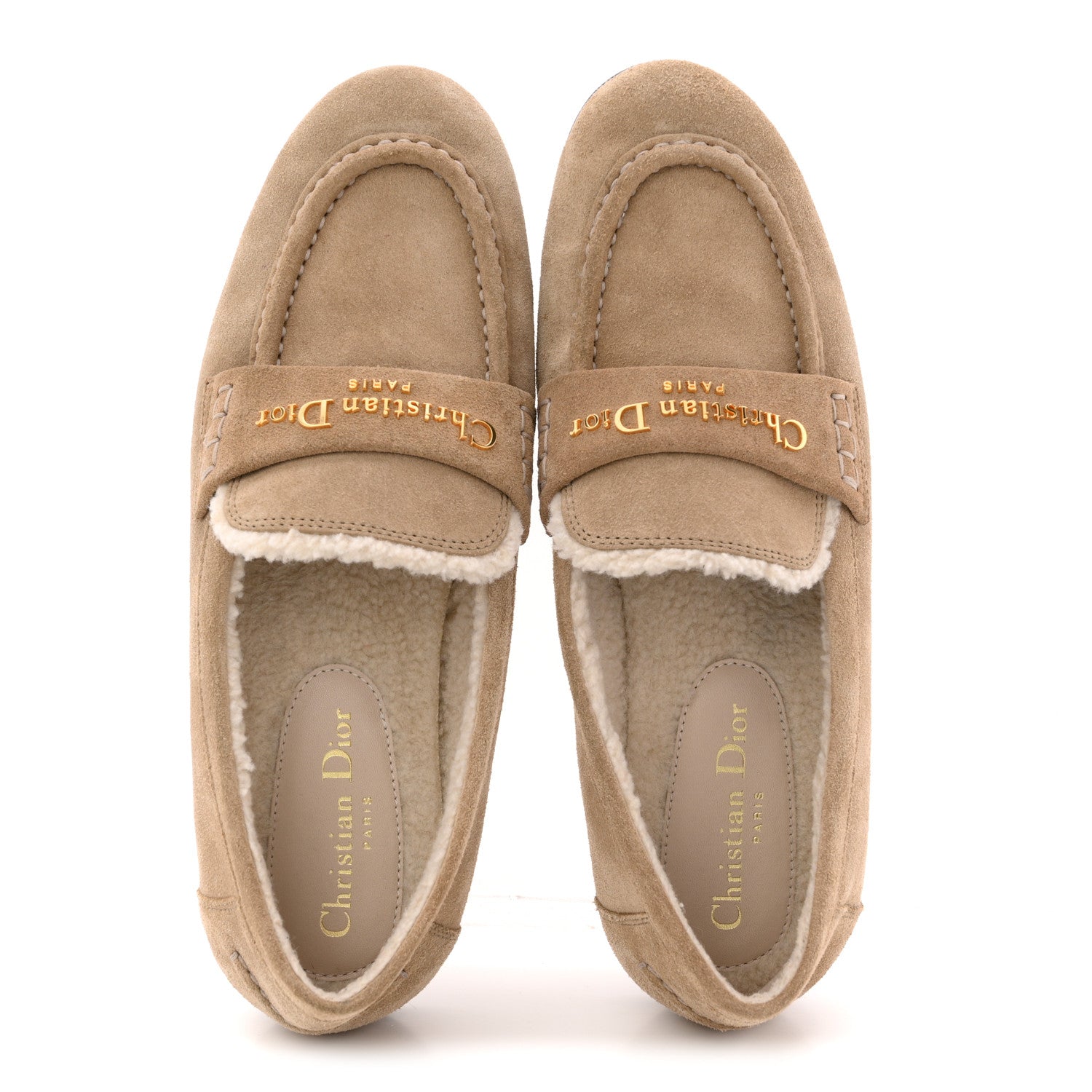 Christian Dior Suede Calfskin Shearling DiorAlps Dior Boy Loafers 38.5 Rope Beige 2 of 11