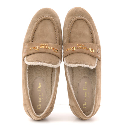 Christian Dior Suede Calfskin Shearling DiorAlps Dior Boy Loafers 38.5 Rope Beige 2 of 11