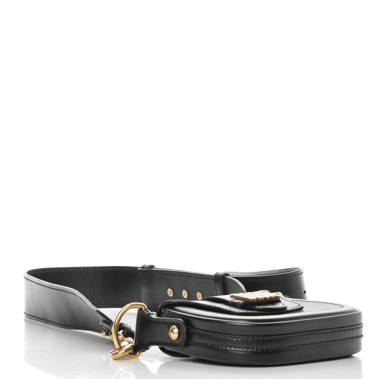 Calfskin Mini D Fence Saddle Bag Black
