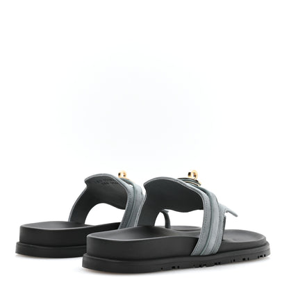 Hermes Suede Goatskin Womens Empire Sandals 38 Bleu Tonnerre 5 of 9