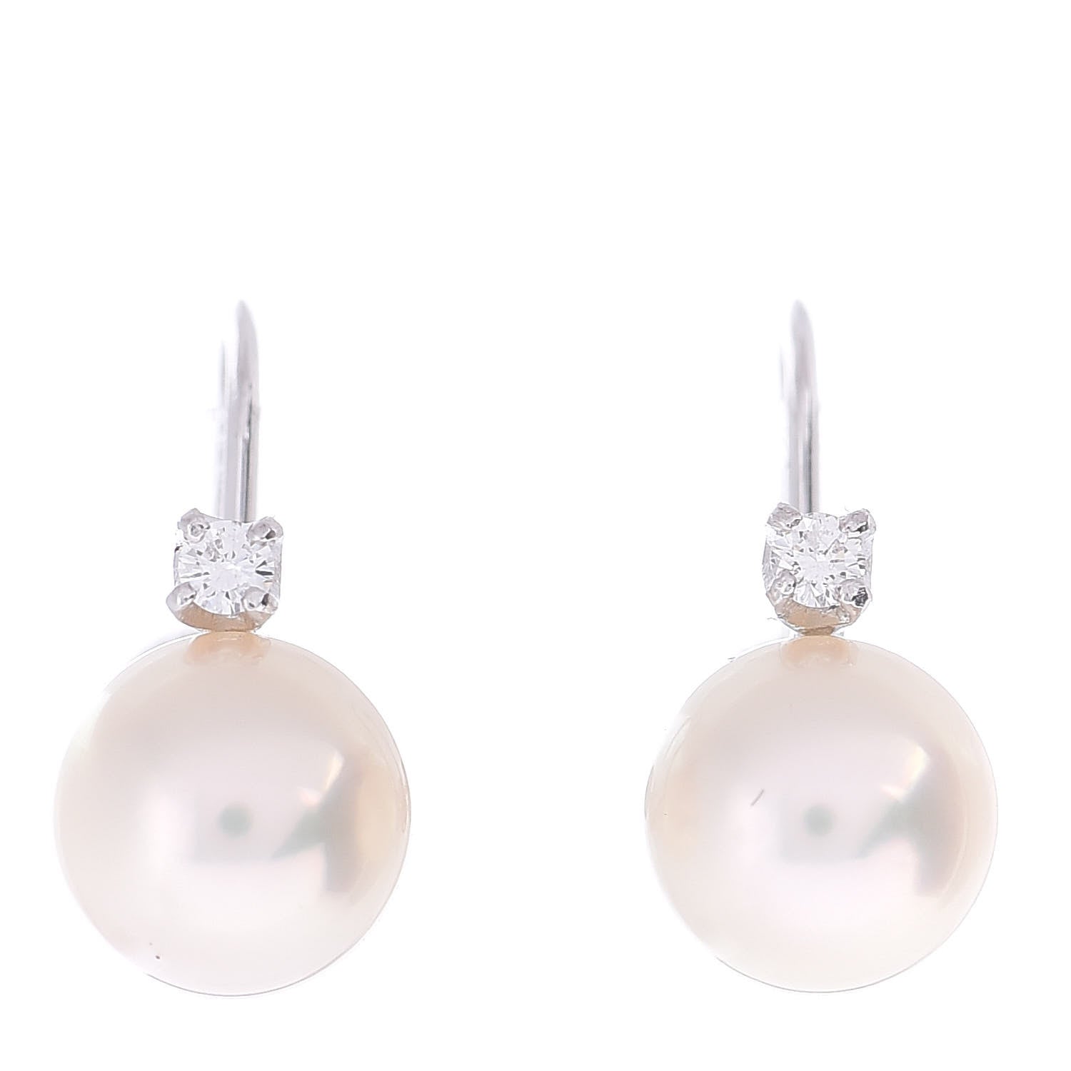 Mikimoto 18K White Gold Diamond Akoya Pearl 7mm Screw Back Earrings 1 of 4