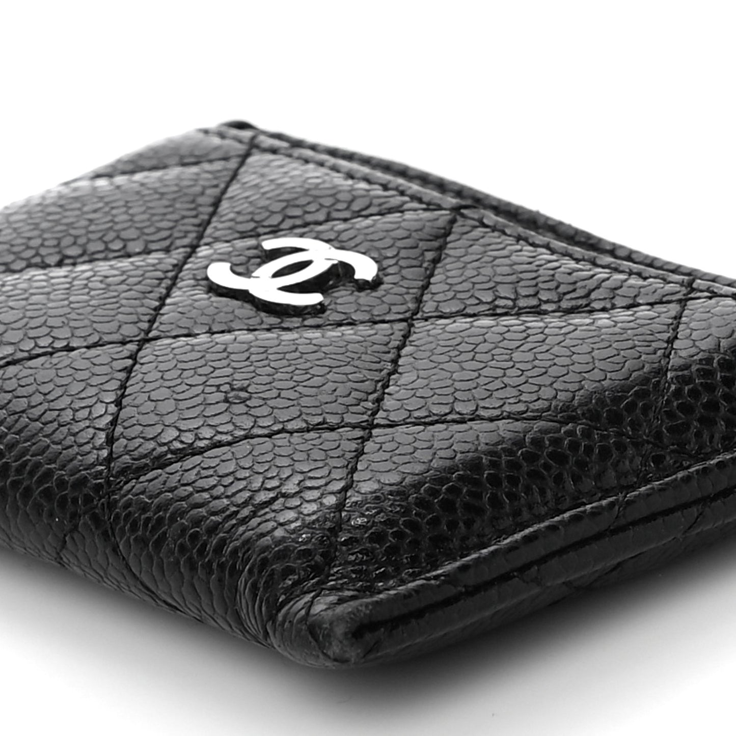 Caviar Quilted Card Holder Black