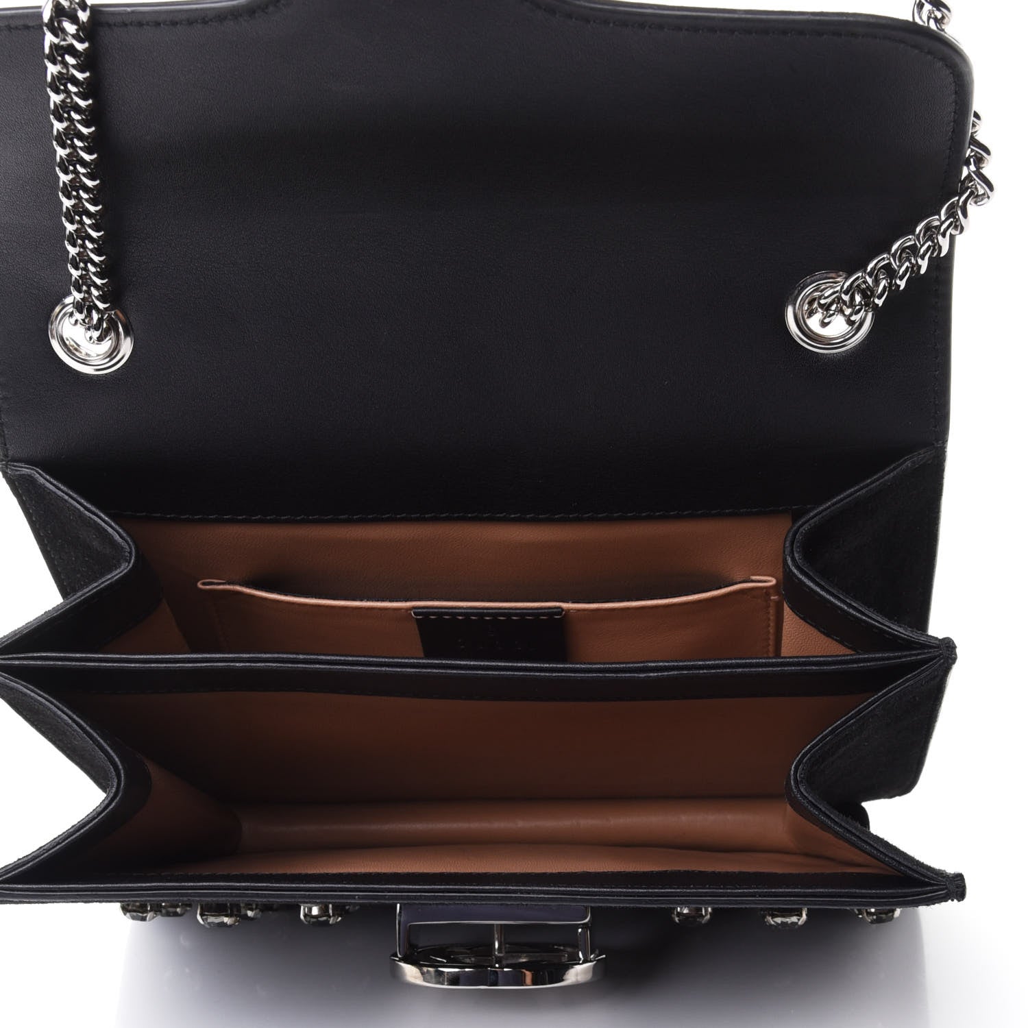 Gucci Suede Crystal Small Interlocking G Shoulder Bag Black 4 of 4