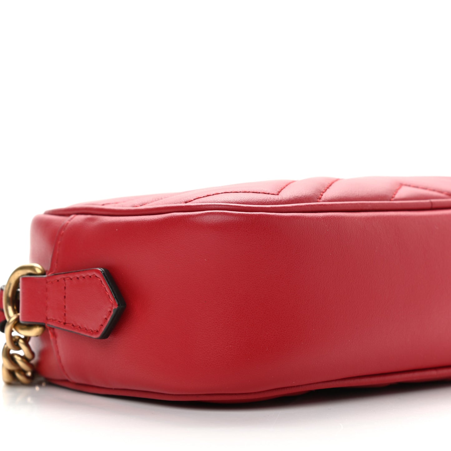 Calfskin Matelasse Mini GG Marmont Chain Shoulder Bag Hibiscus Red