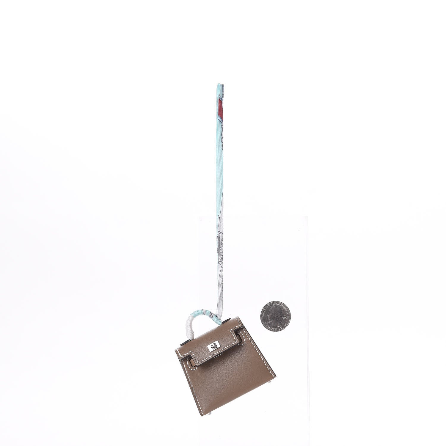 Hermes Tadelakt Mini Kelly Twilly Bag Charm Etoupe 2 of 11