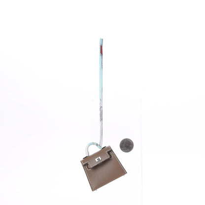 Hermes Tadelakt Mini Kelly Twilly Bag Charm Etoupe 2 of 11