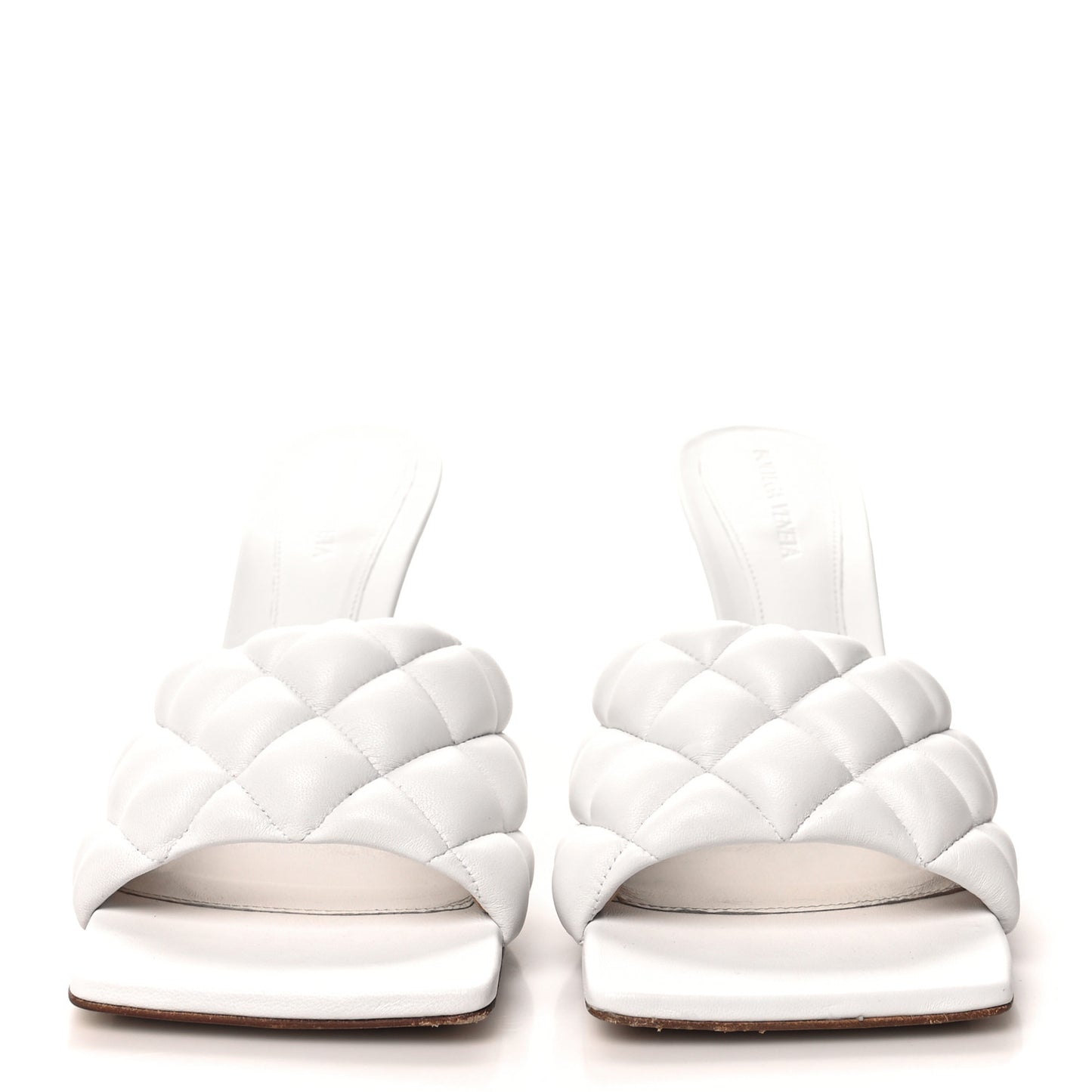 BOTTEGA VENETA Nappa Matelasse Padded Mule Sandals 40 Optic White