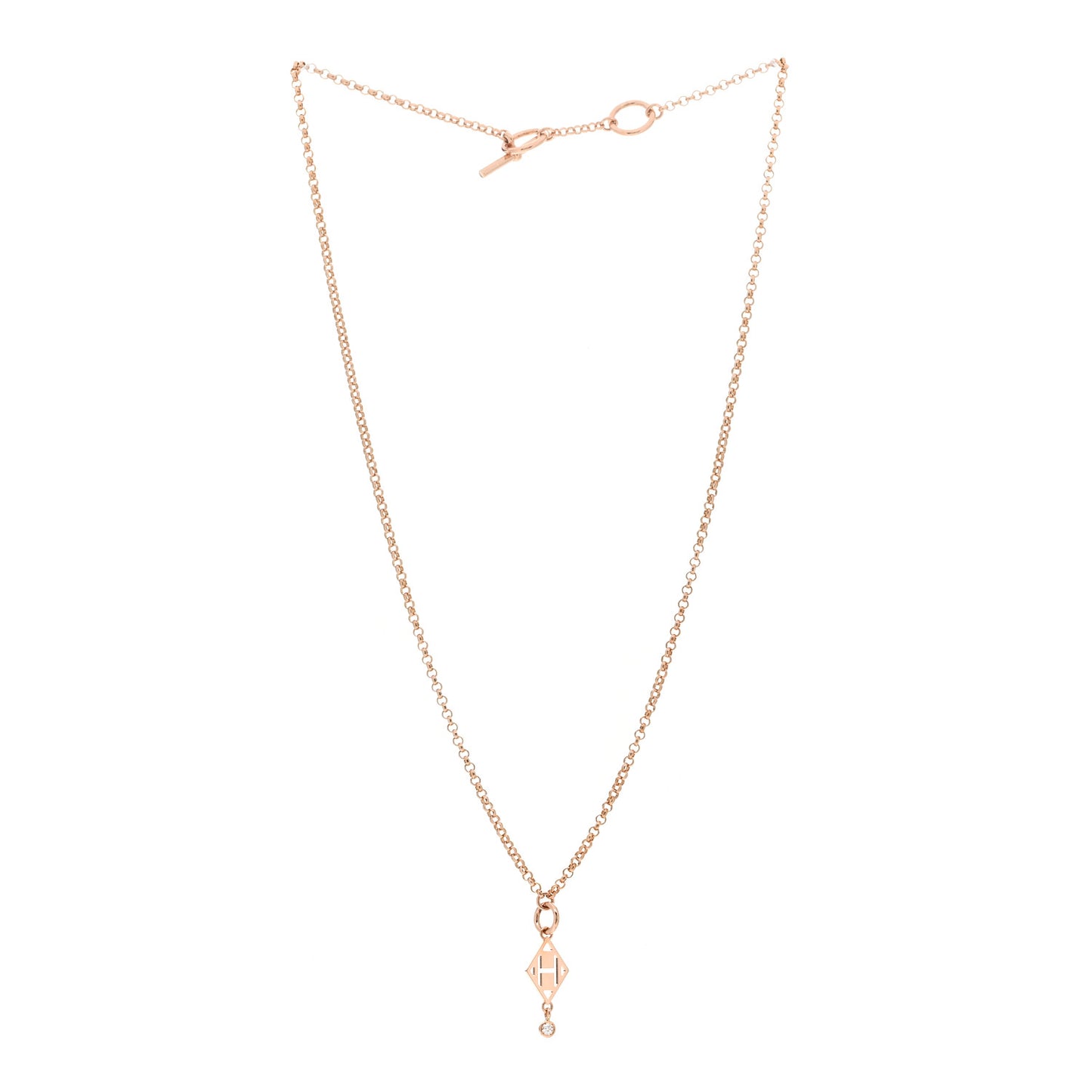 18K Rose Gold Diamond Gambade Pendant Necklace