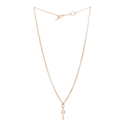 Hermes 18K Rose Gold Diamond Gambade Pendant Necklace 3 of 4