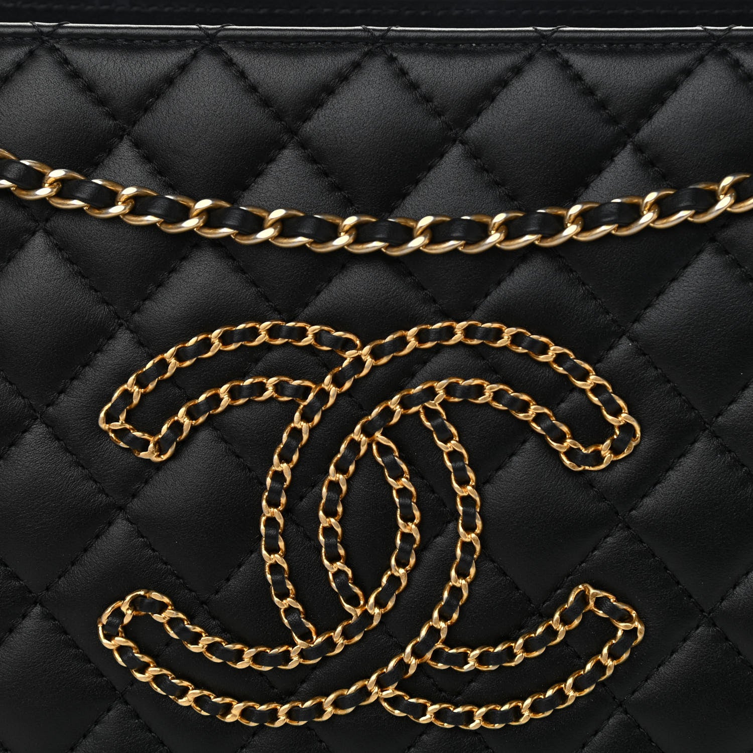Chanel Calfskin Quilted CC Chain Accordion Tote Black 10 of 11